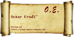 Ocker Ernő névjegykártya
